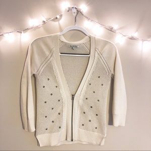 American Eagle | Cream Zip Up Cardigan Size XS